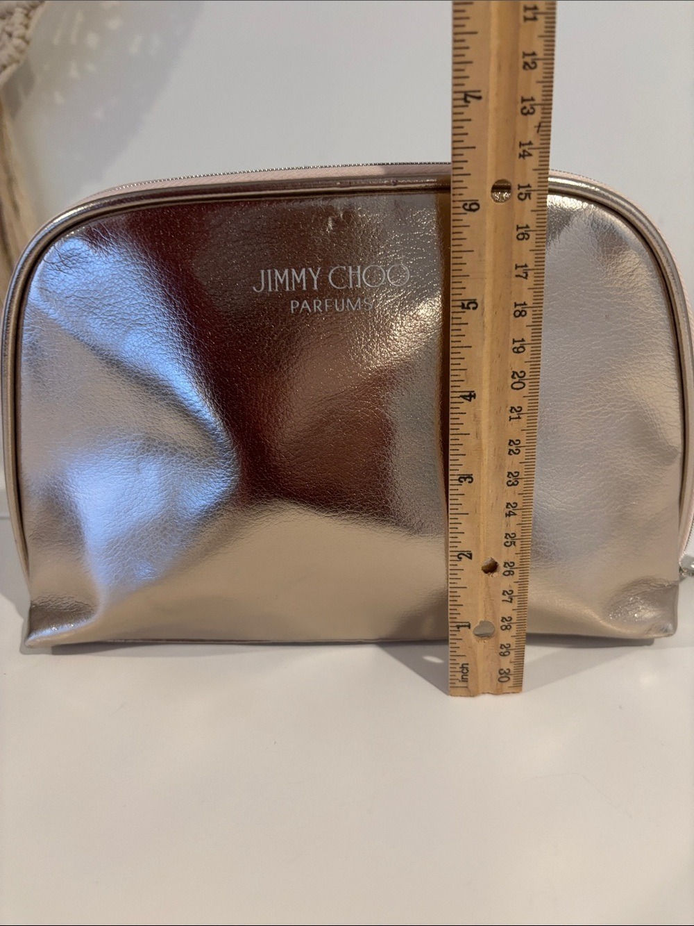 JIMMY CHOO make up bag cosmetic case top zip toiletry bag rose gold travel pouch - Picture 14 of 14